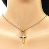 Dije Religioso 05.342.0084 Oro Laminado, Diseño de Cruz, con Zirconia Cubica Blanca, Pulido, Tono Dorado