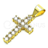 Dije Religioso 05.342.0084 Oro Laminado, Diseño de Cruz, con Zirconia Cubica Blanca, Pulido, Tono Dorado