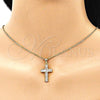 Dije Religioso 05.342.0086 Oro Laminado, Diseño de Cruz, con Blanca Zirconia Cubica, Pulido, Tono Dorado