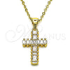 Dije Religioso 05.342.0086 Oro Laminado, Diseño de Cruz, con Blanca Zirconia Cubica, Pulido, Tono Dorado