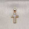 Dije Religioso 05.342.0086 Oro Laminado, Diseño de Cruz, con Blanca Zirconia Cubica, Pulido, Tono Dorado