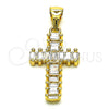 Dije Religioso 05.342.0086 Oro Laminado, Diseño de Cruz, con Blanca Zirconia Cubica, Pulido, Tono Dorado