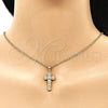 Dije Religioso 05.342.0087 Oro Laminado, Diseño de Cruz, con Blanca Micro Pave and Blanca Zirconia Cubica, Pulido, Tono Dorado