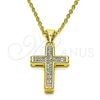 Dije Religioso 05.342.0097 Oro Laminado, Diseño de Cruz, con Blanca Micro Pave, Pulido, Tono Dorado