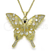 Dije Elegante 05.284.0001 Oro Laminado, Diseño de Mariposa, con Blanca and Negro Zirconia Cubica, Pulido, Tono Dorado
