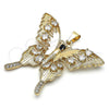 Dije Elegante 05.284.0001 Oro Laminado, Diseño de Mariposa, con Blanca and Negro Zirconia Cubica, Pulido, Tono Dorado
