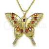Dije Elegante 05.284.0001.1 Oro Laminado, Diseño de Mariposa, con Granate and Negro Zirconia Cubica, Pulido, Tono Dorado