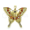 Dije Elegante 05.284.0001.1 Oro Laminado, Diseño de Mariposa, con Granate and Negro Zirconia Cubica, Pulido, Tono Dorado