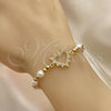 Pulsera Elegante 03.299.0105.07 Oro Laminado, Diseño de Bead Expandible y Corazón, con Blanca Micro Pave and Marfil Perla, Pulido, Tono Dorado (06 MM Thickness, 7 Inches Length)