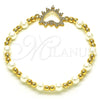 Pulsera Elegante 03.299.0105.07 Oro Laminado, Diseño de Bead Expandible y Corazón, con Blanca Micro Pave and Marfil Perla, Pulido, Tono Dorado (06 MM Thickness, 7 Inches Length)