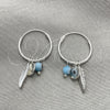 Argolla Pequeña 02.402.0001.15 Plata Rodinada, Diseño de Ojo Griego y Bola, con Cristal Aqua Azul, Pulido, Tono Plateado