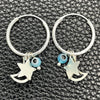 Argolla Pequeña 02.402.0005.15 Plata Rodinada, Diseño de Ojo Griego y Luna, con Cristal Aqua Azul, Pulido, Tono Plateado