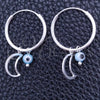 Argolla Pequeña 02.402.0006.15 Plata Rodinada, Diseño de Ojo Griego y Luna, con Cristal Aqua Azul, Pulido, Tono Plateado