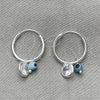 Argolla Pequeña 02.402.0007.15 Plata Rodinada, Diseño de Ojo Griego, con Cristal Aqua Azul y Zirconia Cubica Blanca, Pulido, Tono Plateado