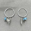 Argolla Pequeña 02.402.0008.15 Plata Rodinada, Diseño de Ojo Griego y Estrella, con Cristal Aqua Azul, Pulido, Tono Plateado