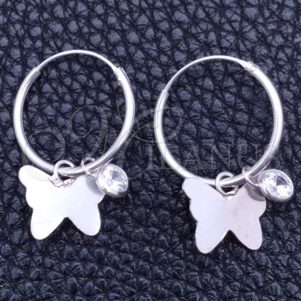 Argolla Pequeña 02.402.0015.15 Plata Rodinada, Diseño de Mariposa, con Zirconia Cubica Blanca, Pulido, Tono Plateado