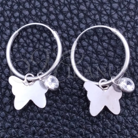 Argolla Pequeña 02.402.0015.15 Plata Rodinada, Diseño de Mariposa, con Zirconia Cubica Blanca, Pulido, Tono Plateado
