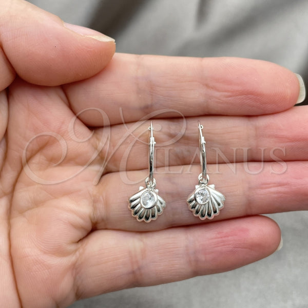 Argolla Pequeña 02.402.0016.15 Plata Rodinada, Diseño de Concha, con Zirconia Cubica Blanca, Pulido, Tono Plateado