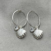 Argolla Pequeña 02.402.0016.15 Plata Rodinada, Diseño de Concha, con Zirconia Cubica Blanca, Pulido, Tono Plateado