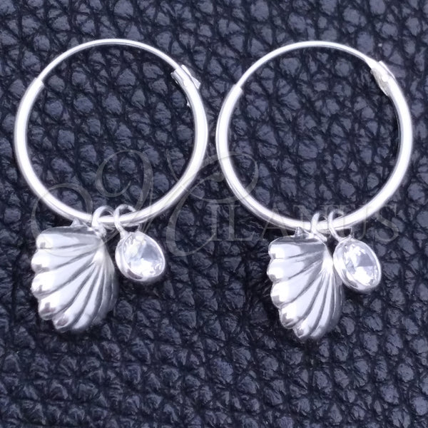 Argolla Pequeña 02.402.0016.15 Plata Rodinada, Diseño de Concha, con Zirconia Cubica Blanca, Pulido, Tono Plateado