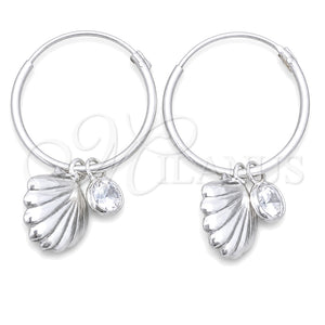 Argolla Pequeña 02.402.0016.15 Plata Rodinada, Diseño de Concha, con Zirconia Cubica Blanca, Pulido, Tono Plateado