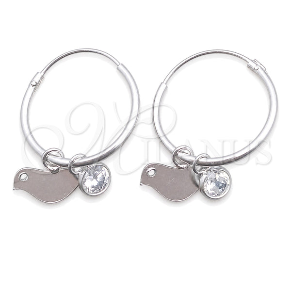 Argolla Pequeña 02.402.0017.15 Plata Rodinada, Diseño de Pajaro, con Zirconia Cubica Blanca, Pulido, Tono Plateado