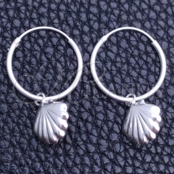 Argolla Pequeña 02.402.0019.15 Plata Rodinada, Diseño de Concha, Pulido, Tono Plateado