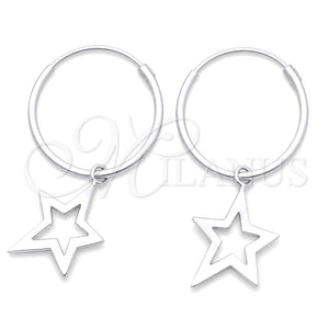 Argolla Pequeña 02.402.0021.15 Plata Rodinada, Diseño de Estrella, Pulido, Tono Plateado