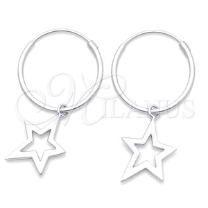 Argolla Pequeña 02.402.0021.15 Plata Rodinada, Diseño de Estrella, Pulido, Tono Plateado