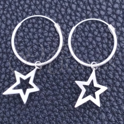 Argolla Pequeña 02.402.0021.15 Plata Rodinada, Diseño de Estrella, Pulido, Tono Plateado