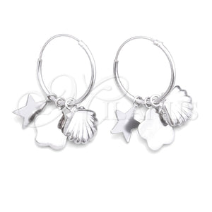 Argolla Pequeña 02.402.0023.15 Plata Rodinada, Diseño de Concha y Estrella, Pulido, Tono Plateado