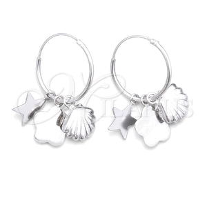 Argolla Pequeña 02.402.0023.15 Plata Rodinada, Diseño de Concha y Estrella, Pulido, Tono Plateado