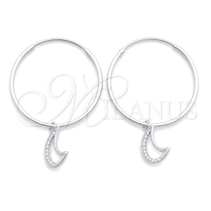 Argolla Pequeña 02.402.0026.25 Plata Rodinada, Diseño de Luna, Pulido, Tono Plateado