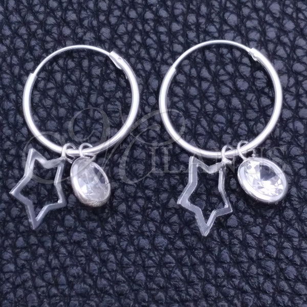 Argolla Pequeña 02.402.0030.15 Plata Rodinada, Diseño de Estrella, con Zirconia Cubica Blanca, Pulido, Tono Plateado