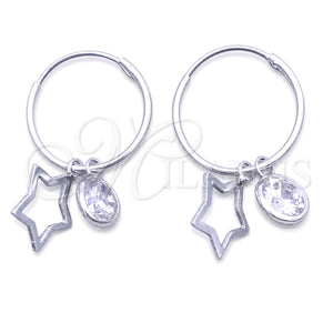 Argolla Pequeña 02.402.0030.15 Plata Rodinada, Diseño de Estrella, con Zirconia Cubica Blanca, Pulido, Tono Plateado