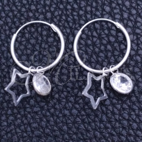 Argolla Pequeña 02.402.0030.15 Plata Rodinada, Diseño de Estrella, con Zirconia Cubica Blanca, Pulido, Tono Plateado