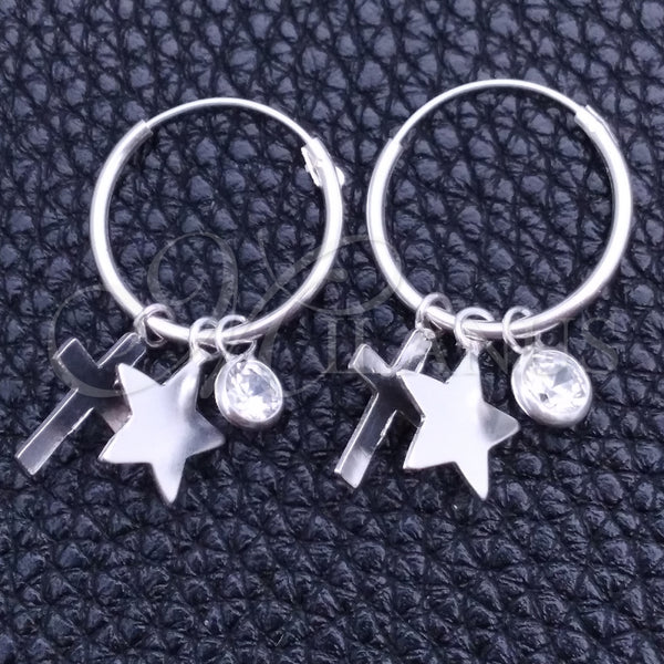 Argolla Pequeña 02.402.0031.15 Plata Rodinada, Diseño de Estrella y Cruz, con Zirconia Cubica Blanca, Pulido, Tono Plateado