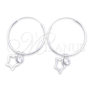 Argolla Pequeña 02.402.0032.15 Plata Rodinada, Diseño de Estrella, con Zirconia Cubica Blanca, Pulido, Tono Plateado