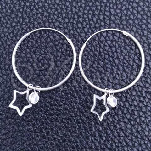 Argolla Pequeña 02.402.0032.15 Plata Rodinada, Diseño de Estrella, con Zirconia Cubica Blanca, Pulido, Tono Plateado