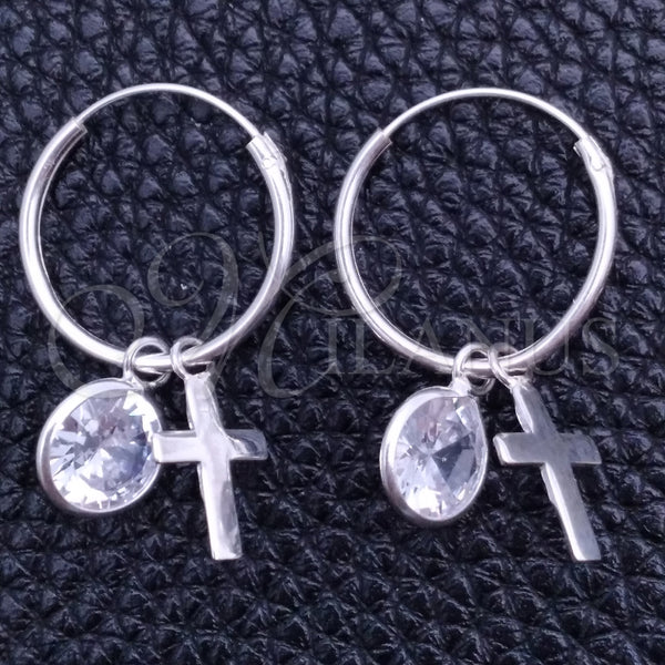 Argolla Pequeña 02.402.0033.15 Plata Rodinada, Diseño de Cruz, con Zirconia Cubica Blanca, Pulido, Tono Plateado