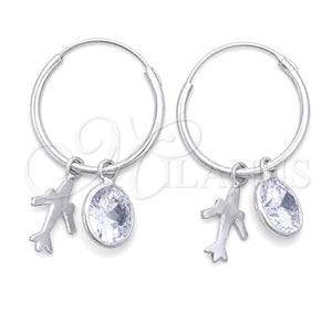 Argolla Pequeña 02.402.0034.15 Plata Rodinada, Diseño de Avión, con Zirconia Cubica Blanca, Pulido, Tono Plateado
