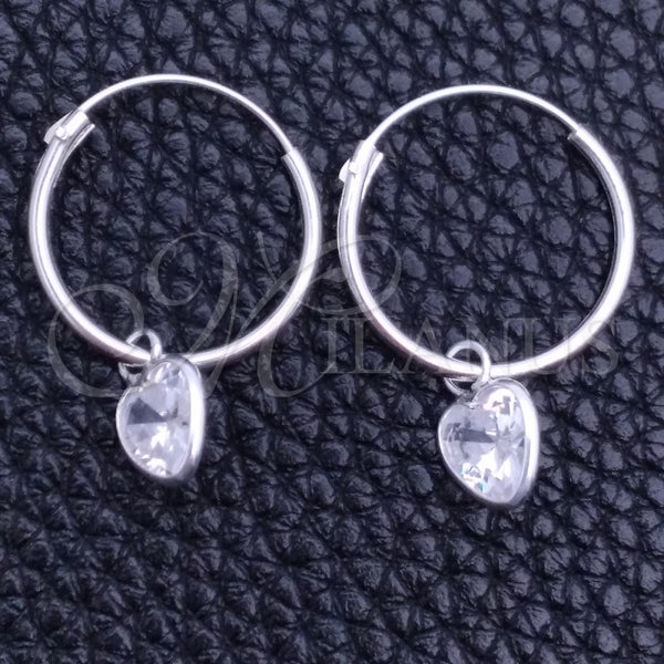 Argolla Pequeña 02.402.0037.15 Plata Rodinada, Diseño de Corazón, con Zirconia Cubica Blanca, Pulido, Tono Plateado