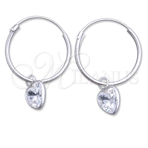 Argolla Pequeña 02.402.0037.15 Plata Rodinada, Diseño de Corazón, con Zirconia Cubica Blanca, Pulido, Tono Plateado