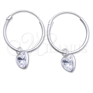 Argolla Pequeña 02.402.0037.15 Plata Rodinada, Diseño de Corazón, con Zirconia Cubica Blanca, Pulido, Tono Plateado