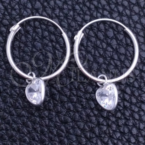 Argolla Pequeña 02.402.0037.15 Plata Rodinada, Diseño de Corazón, con Zirconia Cubica Blanca, Pulido, Tono Plateado