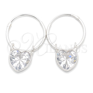 Argolla Pequeña 02.402.0039.15 Plata Rodinada, Diseño de Corazón, con Zirconia Cubica Blanca, Pulido, Tono Plateado