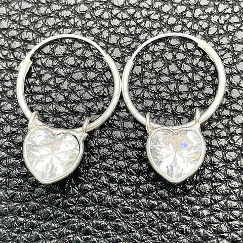 Argolla Pequeña 02.402.0039.15 Plata Rodinada, Diseño de Corazón, con Zirconia Cubica Blanca, Pulido, Tono Plateado
