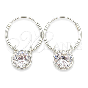 Argolla Pequeña 02.402.0041.15 Plata Rodinada, Diseño de Bola, con Zirconia Cubica Blanca, Pulido, Tono Plateado