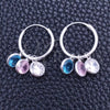 Argolla Pequeña 02.402.0043.15 Plata Rodinada, Diseño de Bola, con Zirconia Cubica Rosado y Aqua Azul, Pulido, Tono Plateado