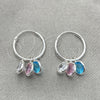 Argolla Pequeña 02.402.0043.15 Plata Rodinada, Diseño de Bola, con Zirconia Cubica Rosado y Aqua Azul, Pulido, Tono Plateado